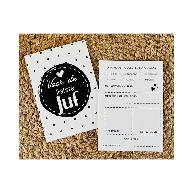 invulkaart liefste juf witzwart