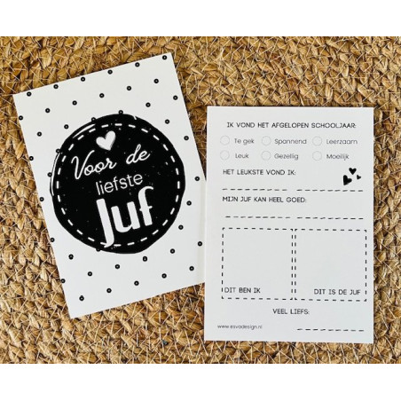 invulkaart liefste juf witzwart