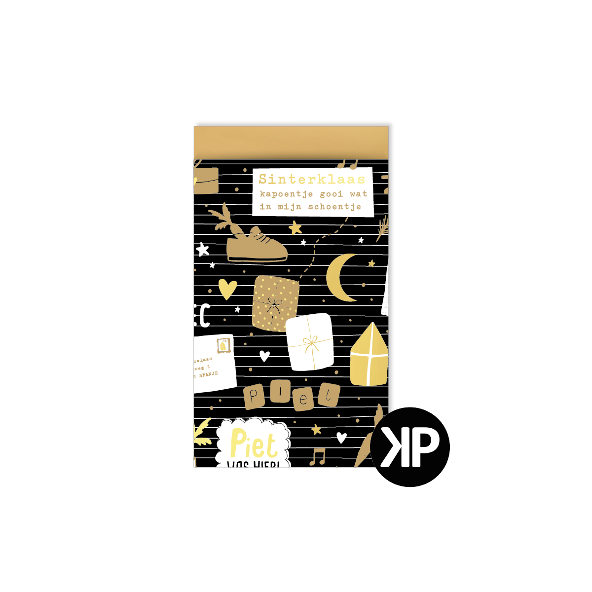 kadozakje pakjesfeest goud zwart