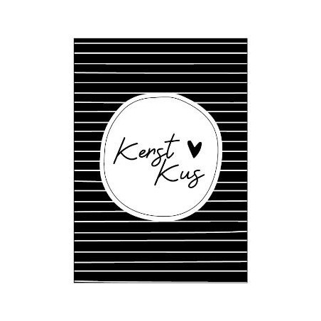 kaart kerstkus zwart wit