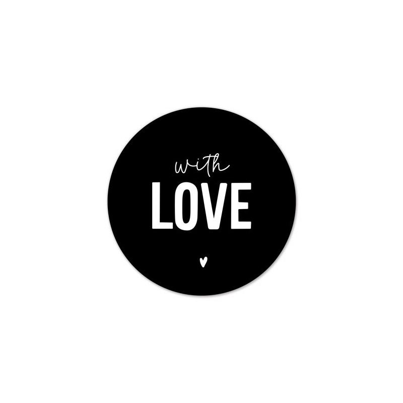 sticker with love zwart