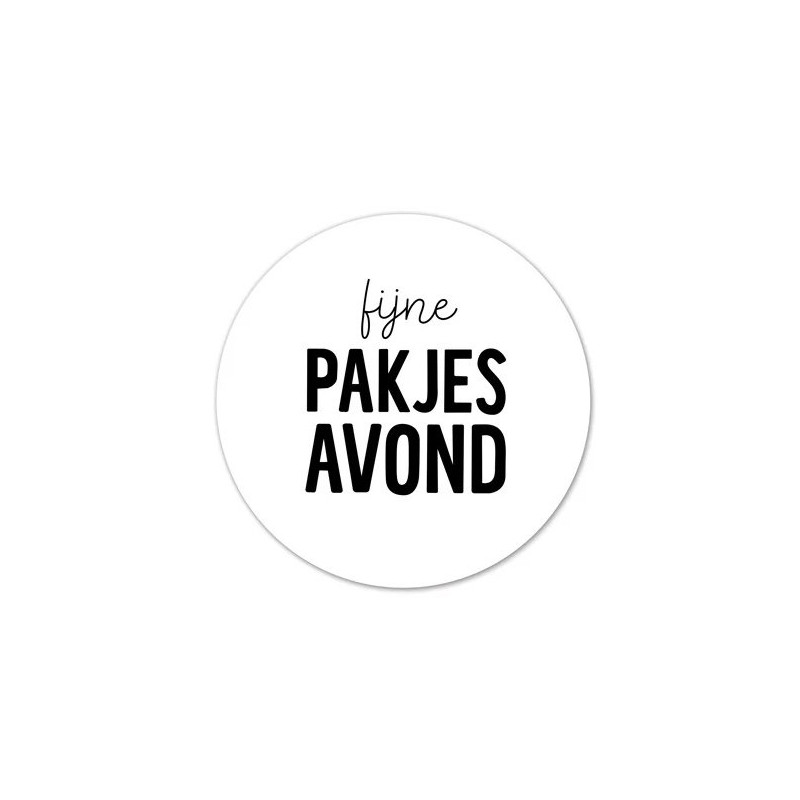 sticker fijne pakjesavond zwart wit