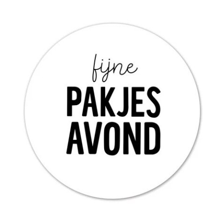 sticker fijne pakjesavond zwart wit
