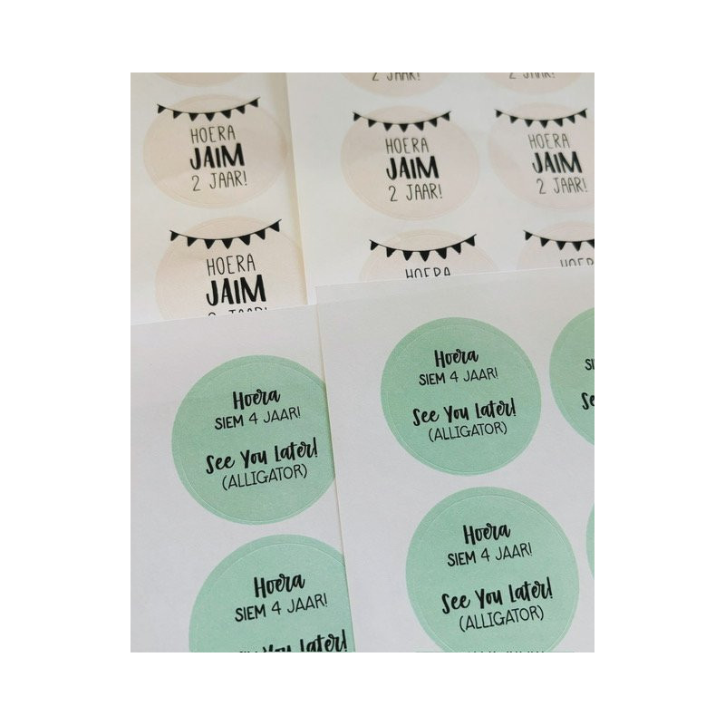 stickervel gepersonaliseerde vlaggetjes hoera