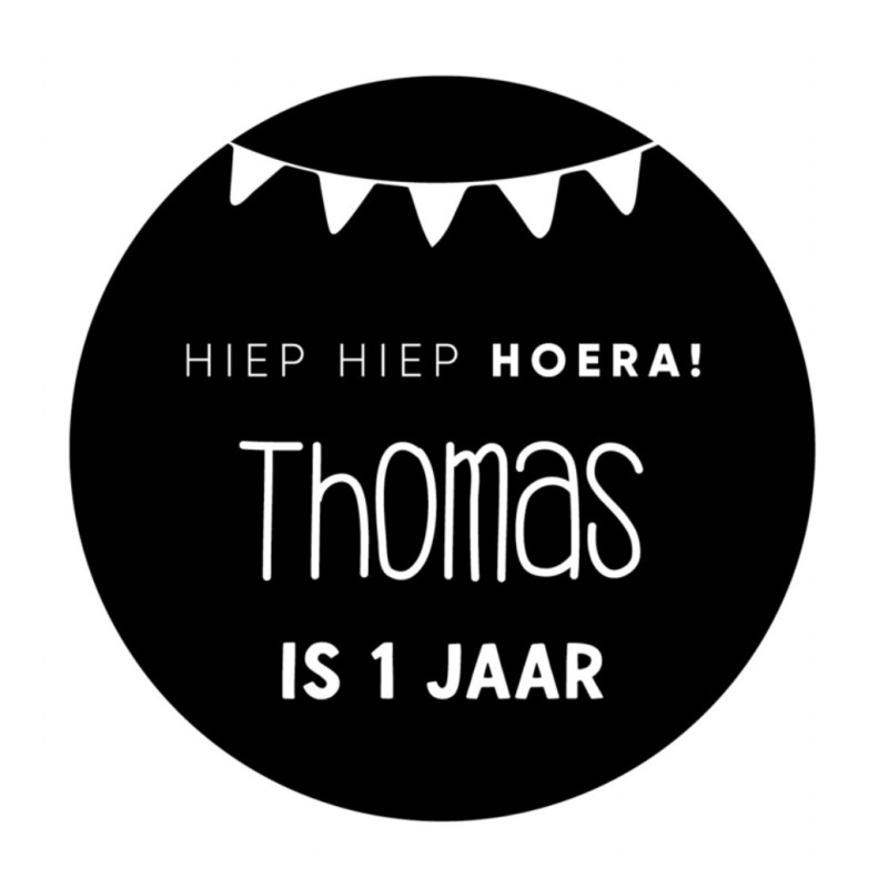 stickervel gepersonaliseerde vlaggetjes hiep hiep hoera