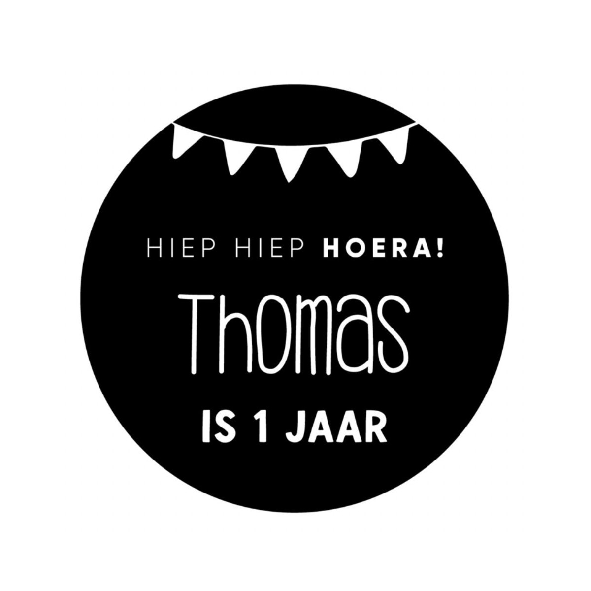 stickervel gepersonaliseerde vlaggetjes hiep hiep hoera