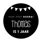 stickervel gepersonaliseerde vlaggetjes hiep hiep hoera