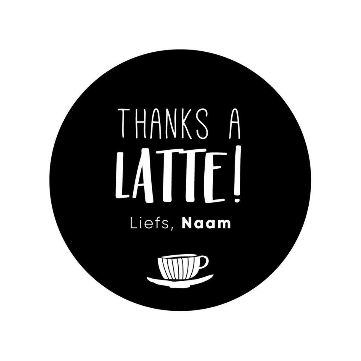 gepersonaliseerde stickervel thanks a latte