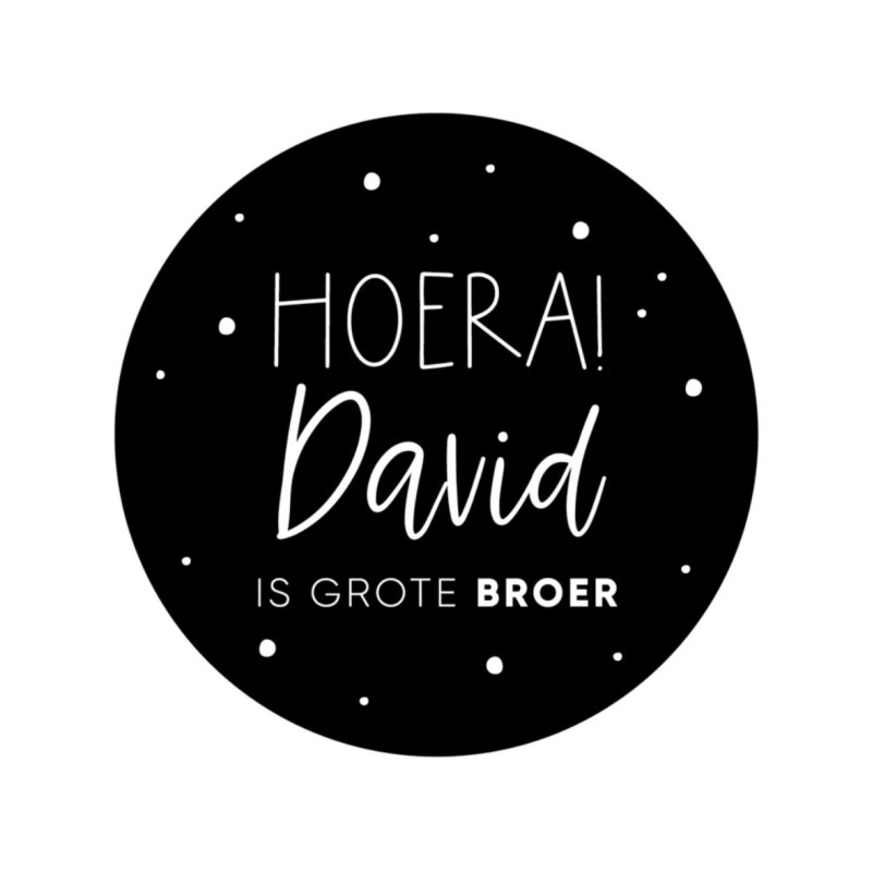 gepersonaliseerde stickervel hoera grote broer