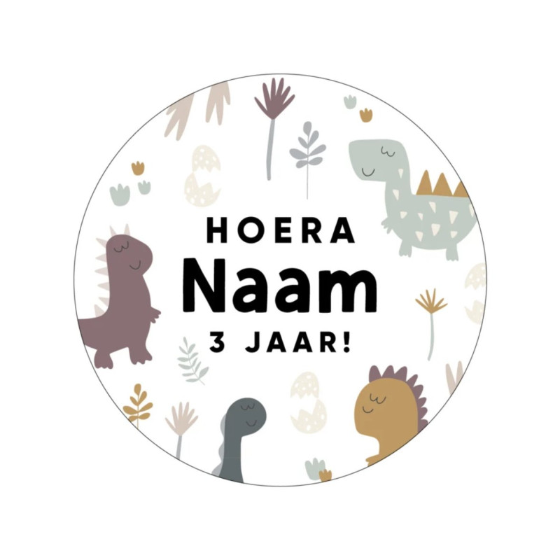 gepersonaliseerde stickervel dino wit