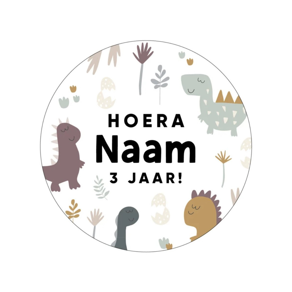 gepersonaliseerde stickervel dino wit