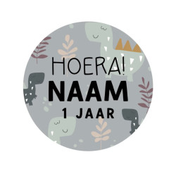 gepersonaliseerde stickervel dino grijs