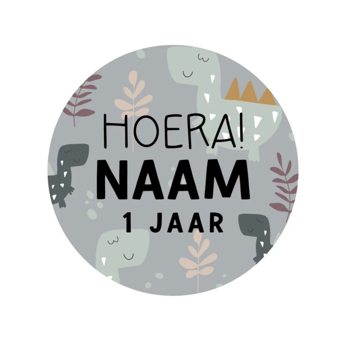 gepersonaliseerde stickervel dino grijs