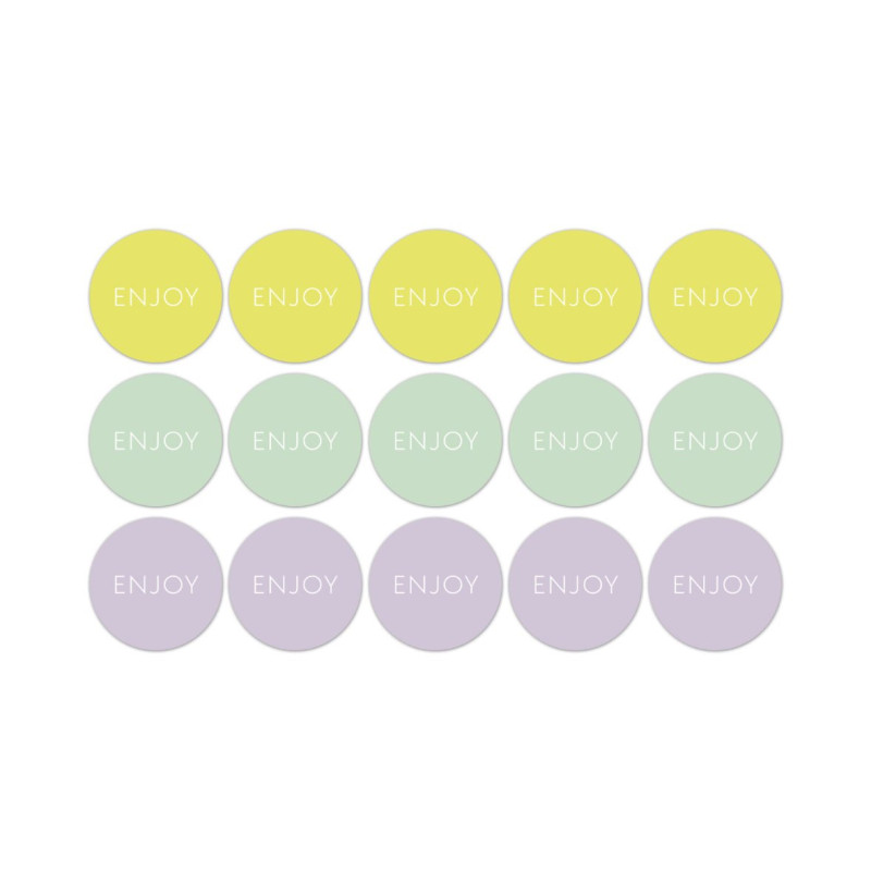 Stickermix enjoy mint/lila/geel 12 stuks