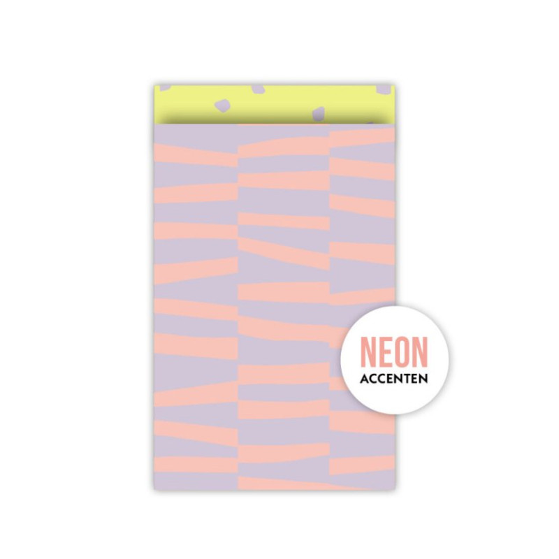 kadozakje streepjes lila geel neon dots