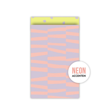 kadozakje streepjes lila geel neon dots