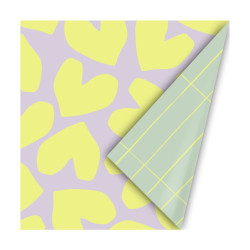 kadopapier xl hartjes mint geel lila