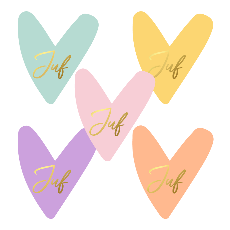 stickermix hartje juf goudfolie