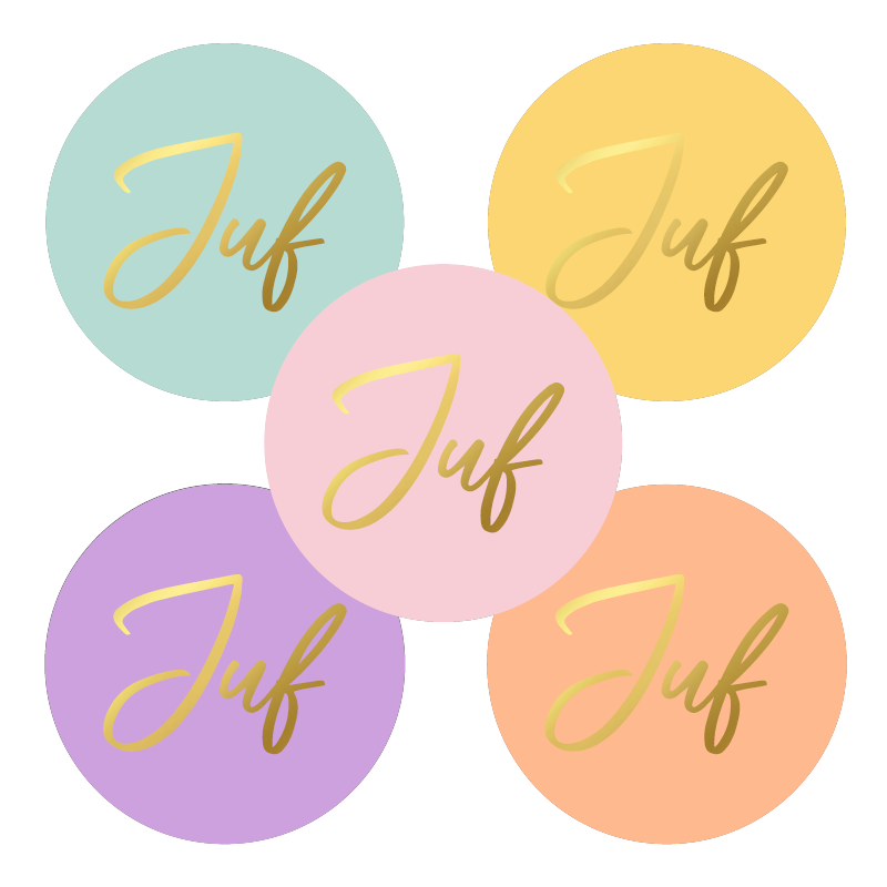 stickermix rond juf kleur