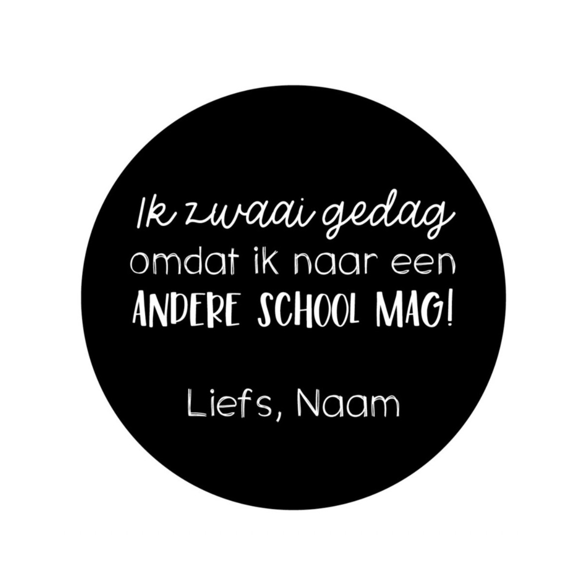 gepersonaliseerde stickervel zwaai gedag andere school
