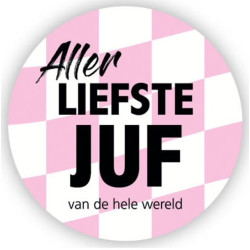 Ansichtkaart button allerliefste Juf
