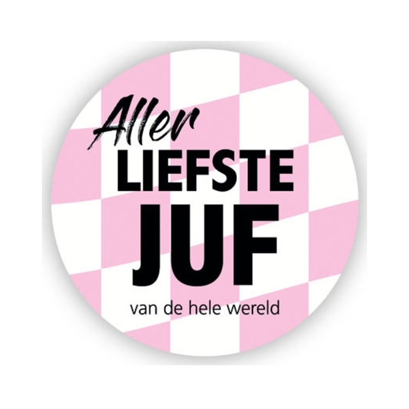 Ansichtkaart button allerliefste Juf