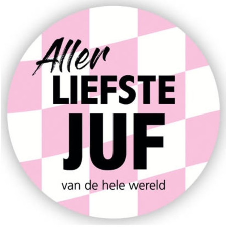 Ansichtkaart button allerliefste Juf