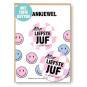 Ansichtkaart button allerliefste Juf