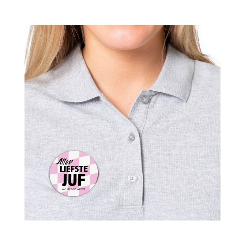 Ansichtkaart button allerliefste Juf