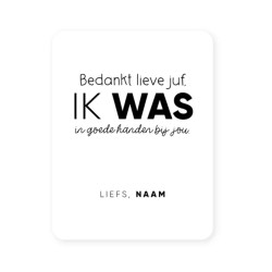 sticker goede handen gepersonaliseerd wit juf
