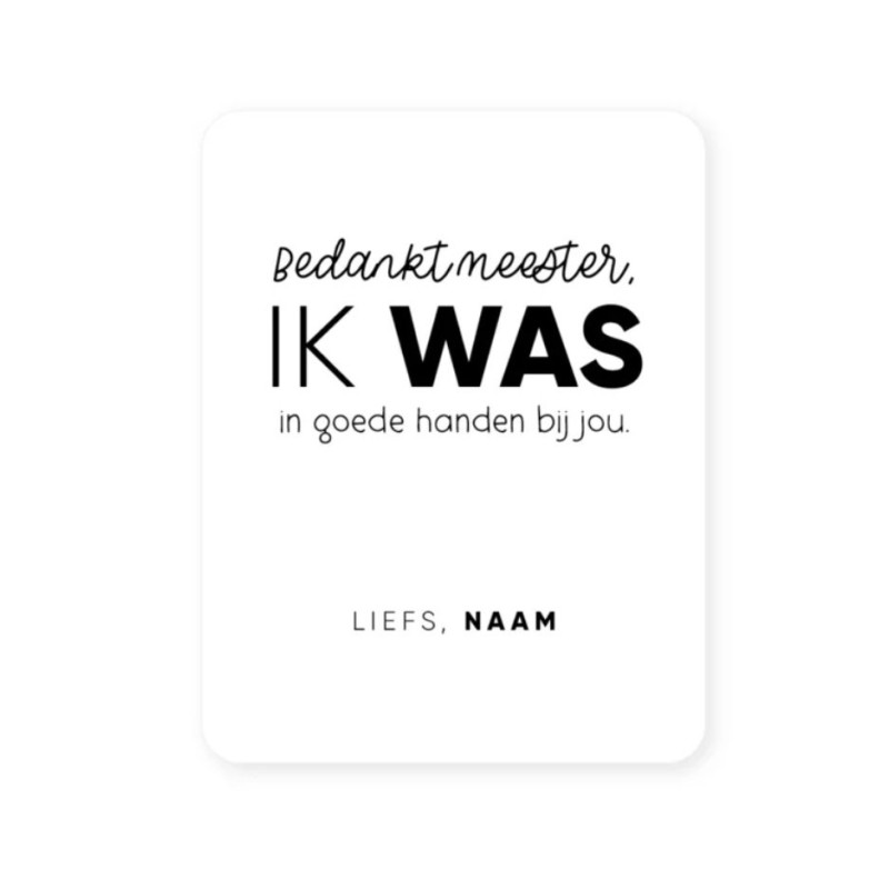 sticker goede handen gepersonaliseerd wit meester