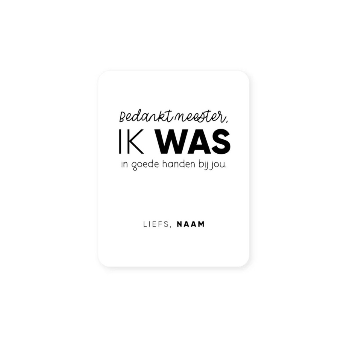 sticker goede handen gepersonaliseerd wit meester