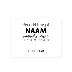 gepersonaliseerde sticker leuke schooljaar juf
