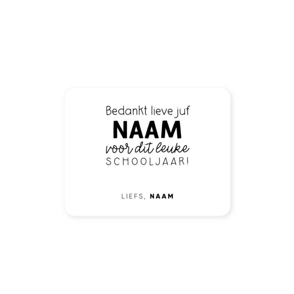 gepersonaliseerde sticker leuke schooljaar juf