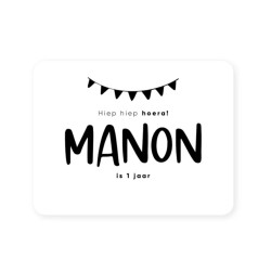 witte sticker gepersonaliseerd hiep hiep hoera