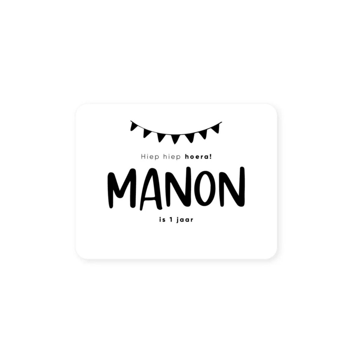 witte sticker gepersonaliseerd hiep hiep hoera