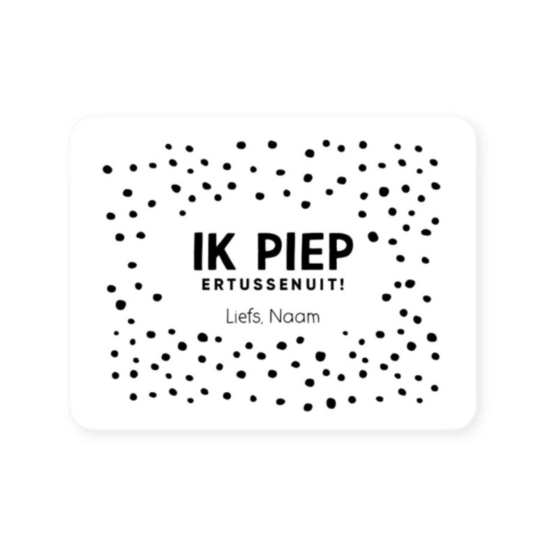 gepersonaliseerde stickers piep tussenuit wit