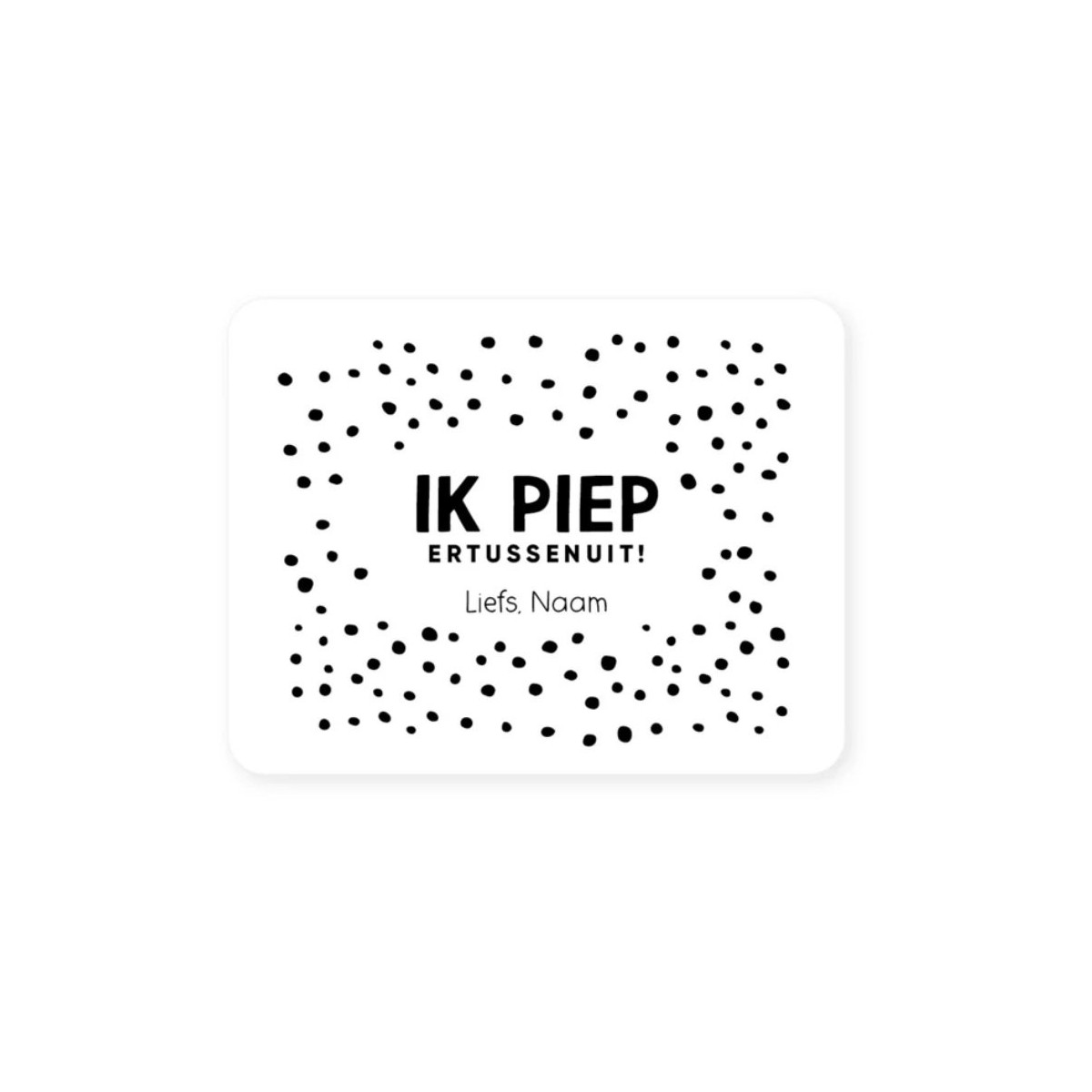 gepersonaliseerde stickers piep tussenuit wit