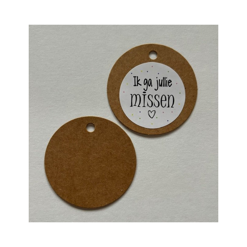 kraft label rond 5 stuks