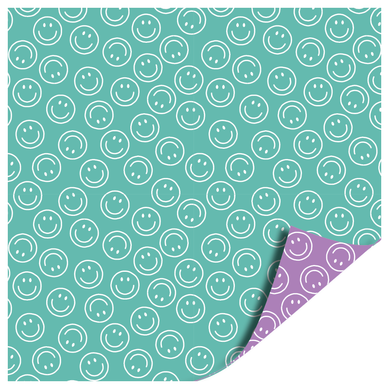 Kadopapier mint lila smiley