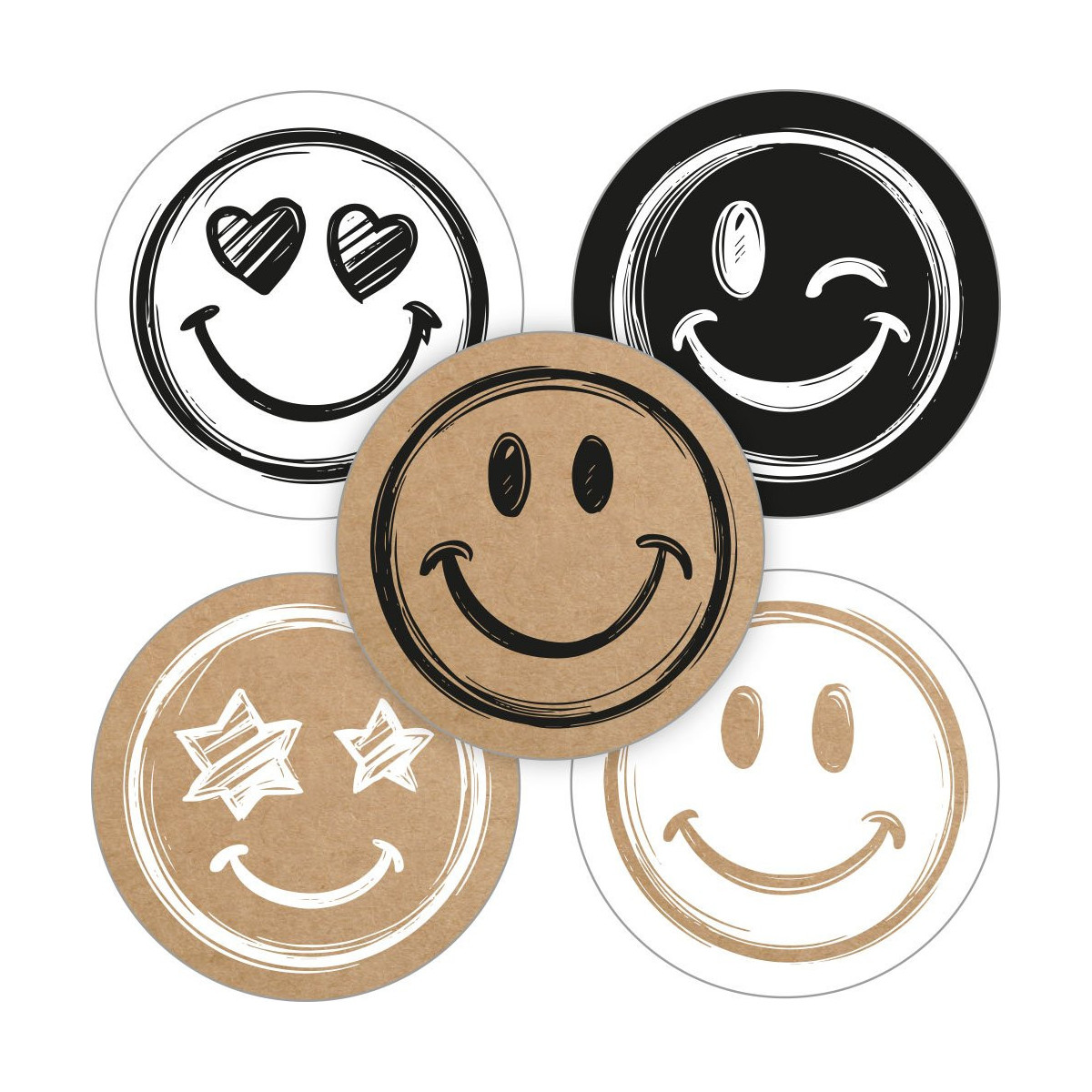 stickermix smiley zwart wit kraft