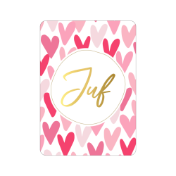 kaart juf harten goudfolie