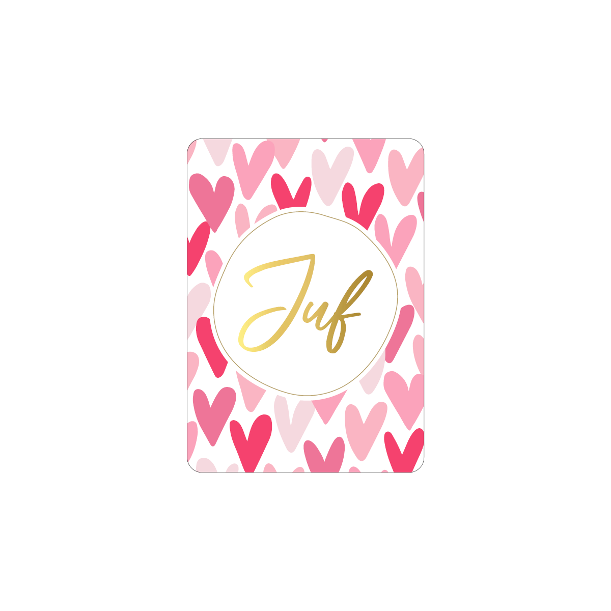 kaart juf harten goudfolie