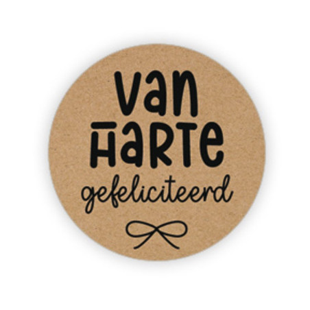 sticker van harte gefeliciteerd kraft strik