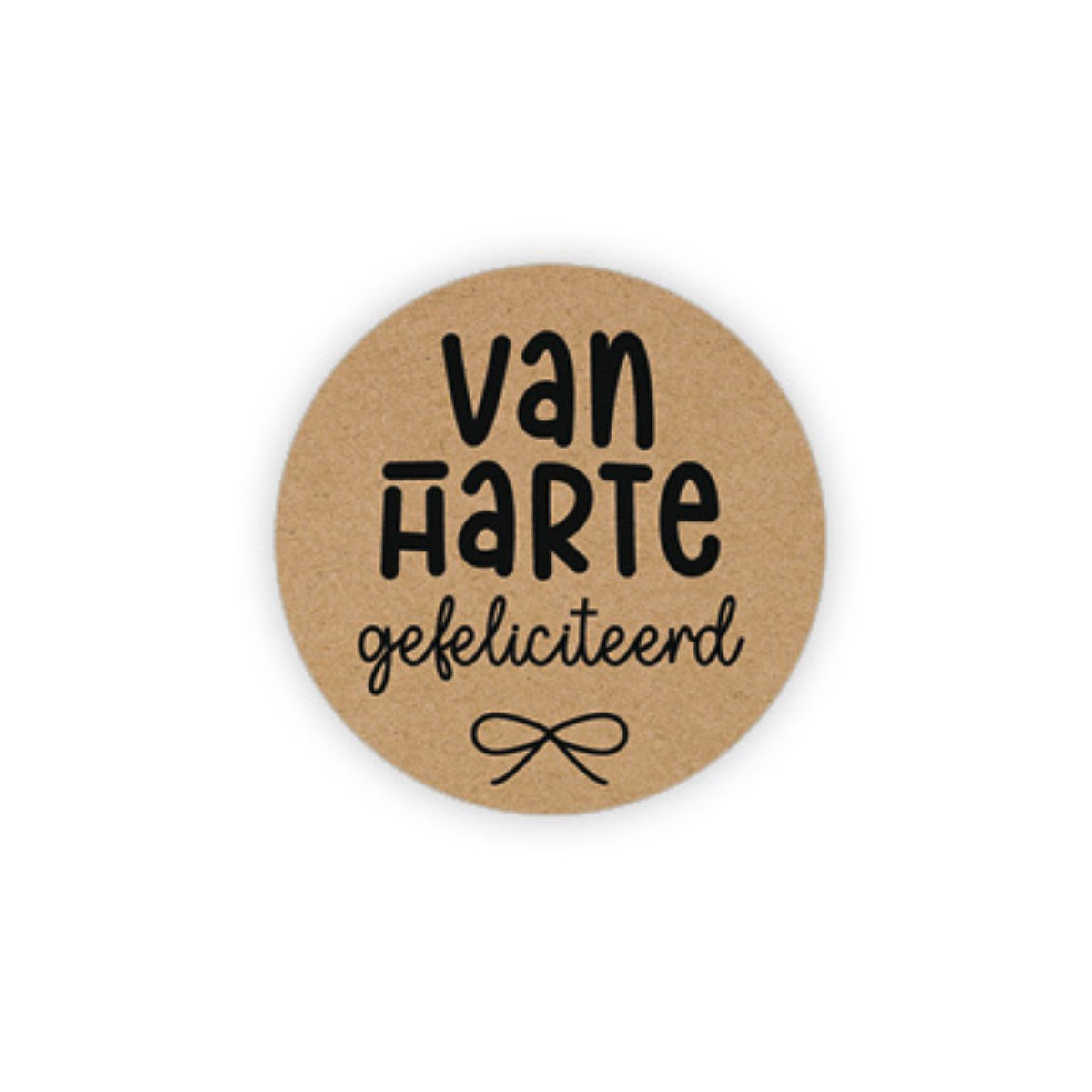 sticker van harte gefeliciteerd kraft strik