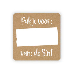sticker kraft pakje voor sint