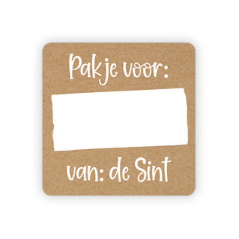 sticker kraft pakje voor sint