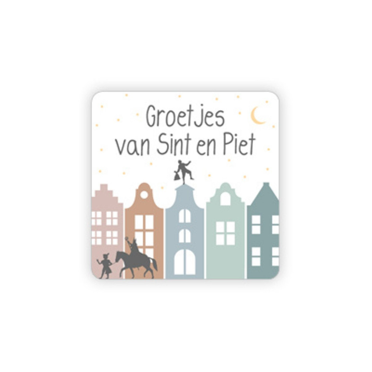 sticker vierkant huisjes groetjes sint piet
