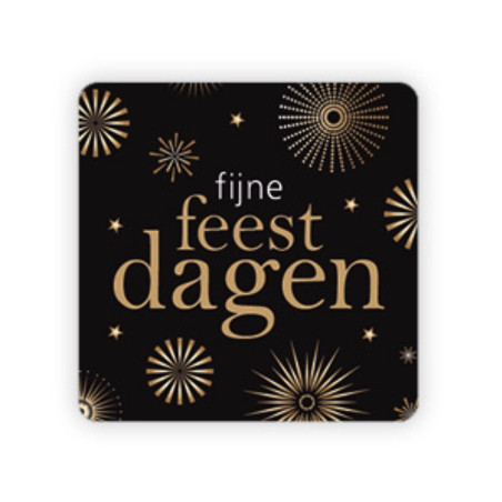 stickers fijne feestdagen vierkant zwart