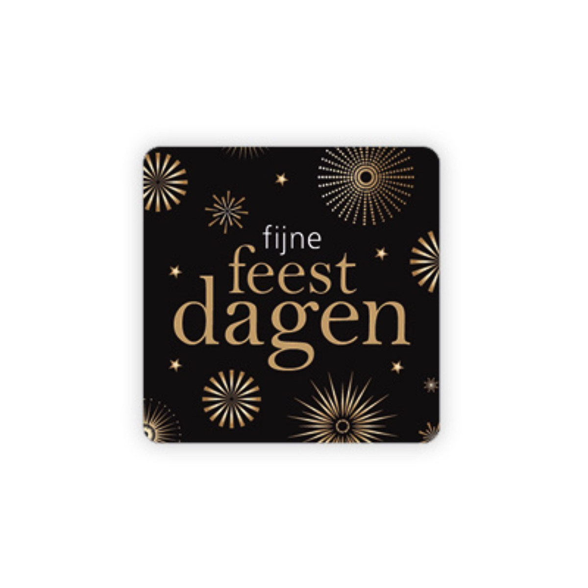 stickers fijne feestdagen vierkant zwart